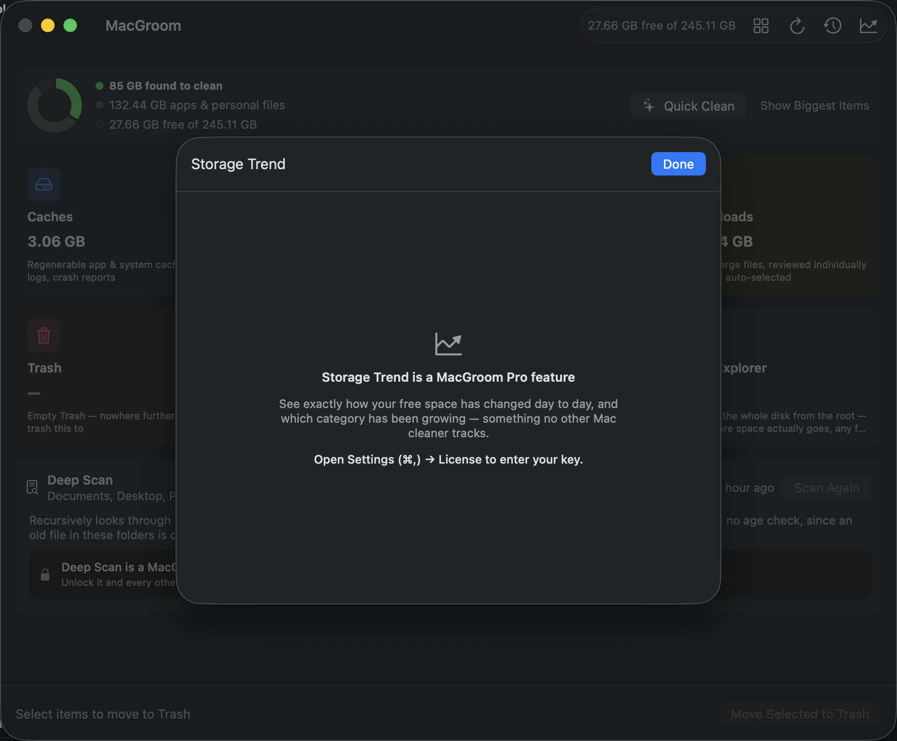 Storage Trend, a MacGroom Pro feature